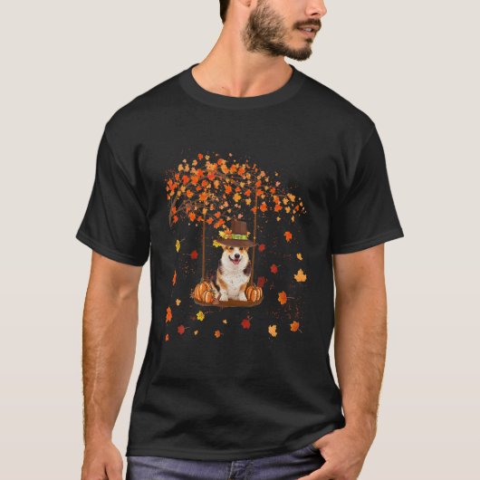 Corgi Dog Autumn Thanksgiving T-shirt (Voorkant)