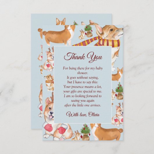 Corgi Dog Baby shower bedankje (Voorkant / Achterkant)