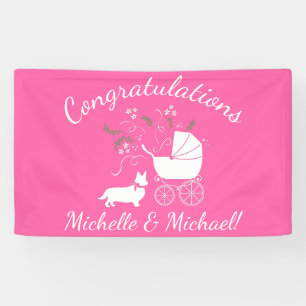 Corgi Dog Baby shower Puppy Gray Welsh Pink Girl Spandoek