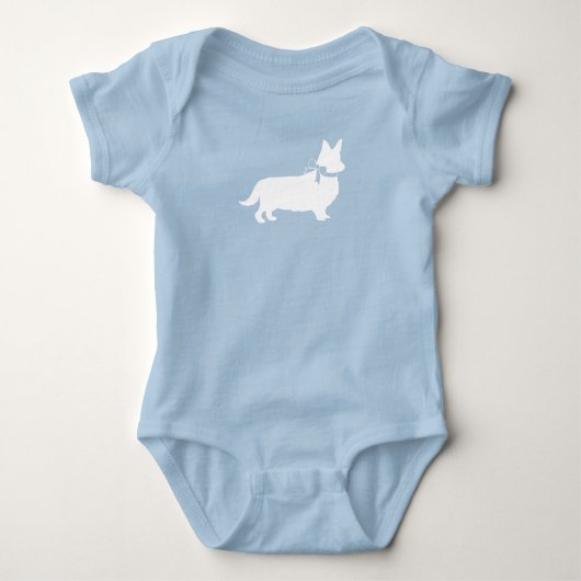 Corgi Dog Baby shower Puppy Welsh Blue Boy Romper (Voorkant)