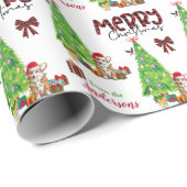 Corgi Dog, Bird en kerstboomwerkpapier Cadeaupapier (Rol Hoek)