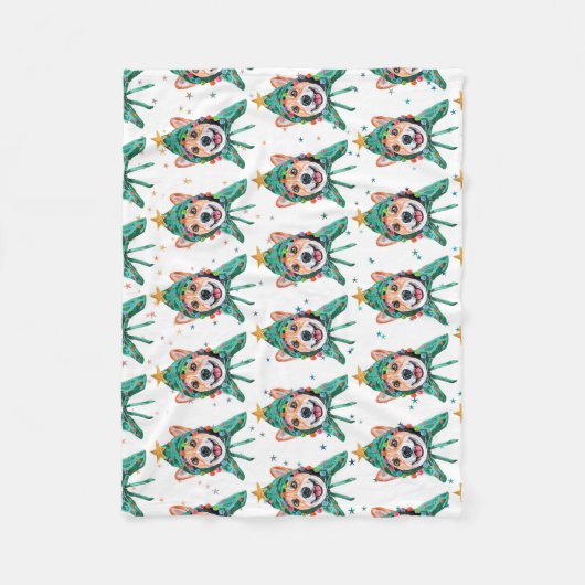 Corgi Dog Breed Christmas Fleece Deken (Voorkant)