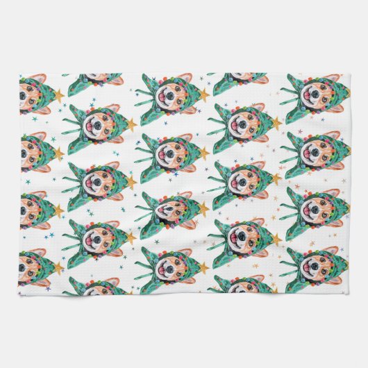 Corgi Dog Breed Christmas Theedoek (Horizontaal)