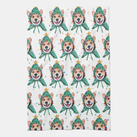 Corgi Dog Breed Christmas Theedoek (Verticaal)