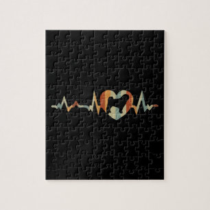 Corgi Dog Cartoon Heartbeat Sunset Legpuzzel