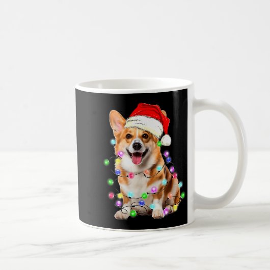 Corgi Dog Christmas Lights Pajama Funny Koffiemok (Rechts)