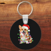 Corgi Dog Christmas Lights Pajama Funny Sleutelhanger (Voorkant)