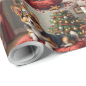 Corgi Dog Christmas Loaf with Santa Crown Art Cadeaupapier (Rol Hoek)