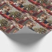 Corgi Dog Christmas Loaf with Santa Crown Art Cadeaupapier (Hoek)