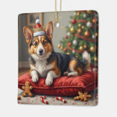 Corgi Dog Christmas Loaf with Santa Crown Art Keramisch Ornament (Links)
