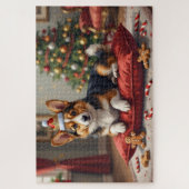 Corgi Dog Christmas Loaf with Santa Crown Art Legpuzzel (Verticaal)