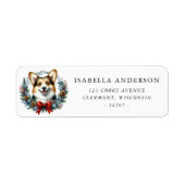 Corgi Dog Christmas Wreath Retouradres Etiket (Voorkant)