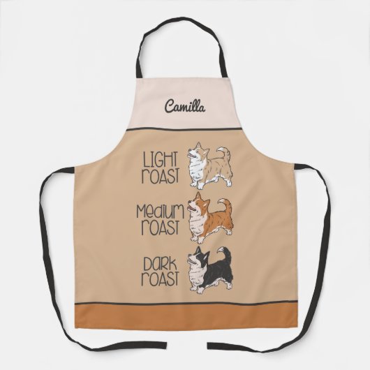 Corgi Dog & Coffee Schort (Voorkant)