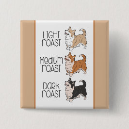 Corgi Dog & Coffee Vierkante Button 5,1 Cm