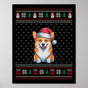 Corgi Dog Dearing Santa Hat Ugly Xmas Hondenliefhe Poster