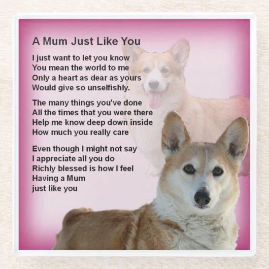 Corgi Dog Design Mum Poem Onderzetter (Voorkant)