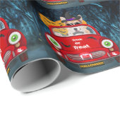 Corgi Dog Driving Car Scary Halloween Cadeaupapier (Rol Hoek)