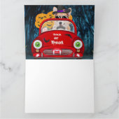 Corgi Dog Driving Car Scary Halloween Kaart (Binnen)