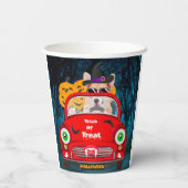 Corgi Dog Driving Car Scary Halloween Papieren Bekers (Achterkant)