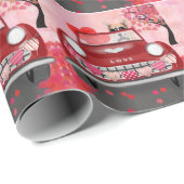 Corgi Dog Driving Car with Hearts Valentijns Cadeaupapier (Rol Hoek)