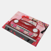 Corgi Dog Driving Car with Hearts Valentijns Deurmat (Schuin)