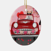 Corgi Dog Driving Car with Hearts Valentijns Keramisch Ornament (Rechts)