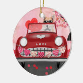 Corgi Dog Driving Car with Hearts Valentijns Keramisch Ornament (Links)