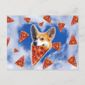 Corgi Dog Eating Pizza Briefkaart (Voorkant)