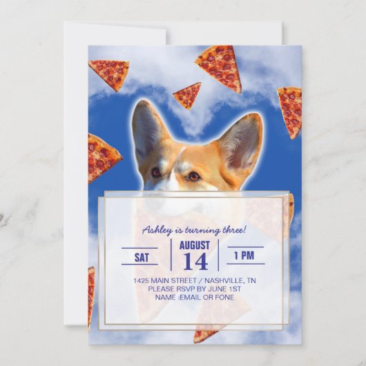Corgi Dog Eating Pizza Kaart (Voorkant)