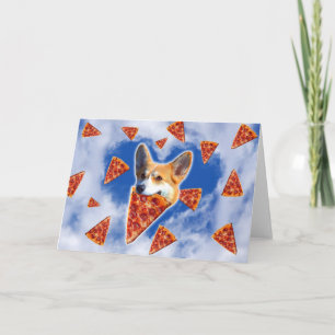 Corgi Dog Eating Pizza Kaart