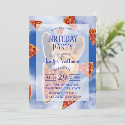 Corgi Dog Eating Pizza Kaart (Staand voorkant)