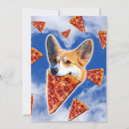 Corgi Dog Eating Pizza Kaart (Achterkant)