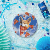 Corgi Dog Eating Pizza Papieren Bordje (Feest)