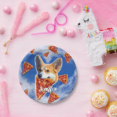Corgi Dog Eating Pizza Papieren Bordje (Feest)
