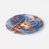 Corgi Dog Eating Pizza Papieren Bordje (Gekanteld)