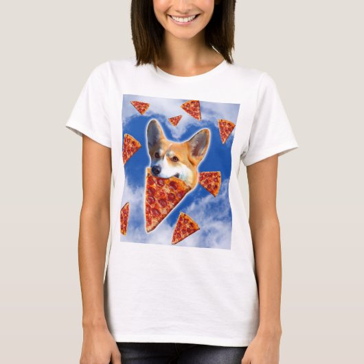 Corgi Dog Eating Pizza T-shirt (Voorkant)