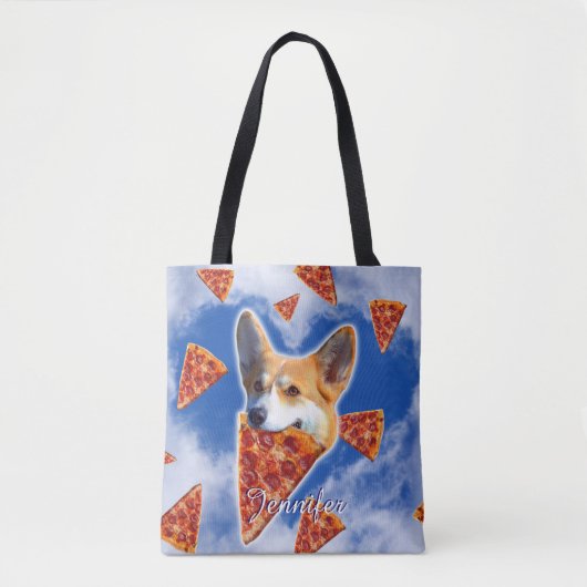 Corgi Dog Eating Pizza Tote Bag (Voorkant)