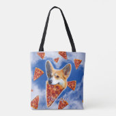 Corgi Dog Eating Pizza Tote Bag (Achterkant)
