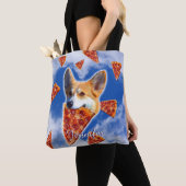 Corgi Dog Eating Pizza Tote Bag (Dichtbij)