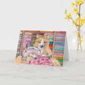 Corgi Dog, een quilt naaien, leeg Kaart (Gele Bloem)
