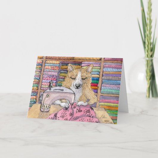 Corgi Dog, een quilt naaien, leeg Kaart (Voorkant)