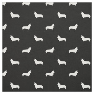 Corgi Dog fabric zwart-wit corgi silhouette Stof