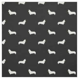 Corgi Dog fabric zwart-wit corgi silhouette Stof
