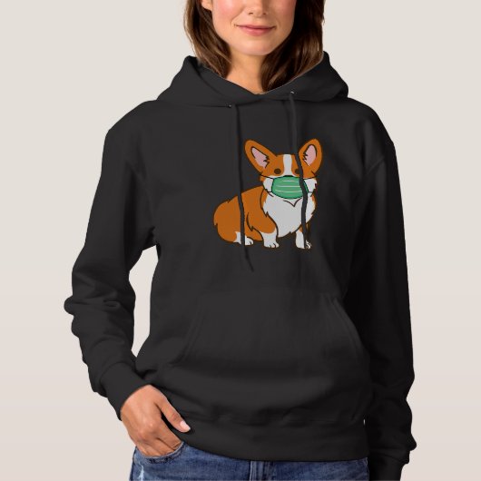 Corgi Dog Face Mask Social Distancing Antivirus Hoodie (Voorkant)