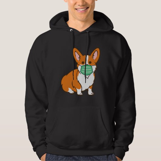 Corgi Dog Face Mask Social Distancing Antivirus Hoodie (Voorkant)