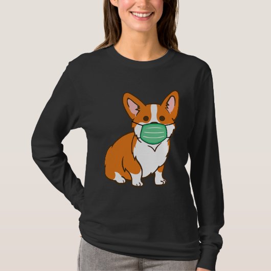 Corgi Dog Face Mask Social Distancing Antivirus T-shirt (Voorkant)