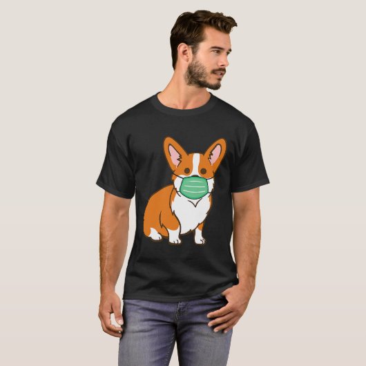 Corgi Dog Face Mask Social Distancing Antivirus T-shirt (Voorkant volledig)