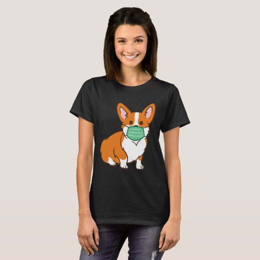 Corgi Dog Face Mask Social Distancing Antivirus T-shirt (Voorkant volledig)
