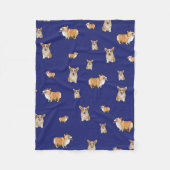 Corgi Dog Fleece Blanket Navy Blue Deken (Voorkant)