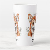 Corgi Dog Floral Sublimation Design Latte Mok (Voorkant)